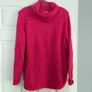 LOFT Cowl Neck Knit Sweater, Pink, Size Small